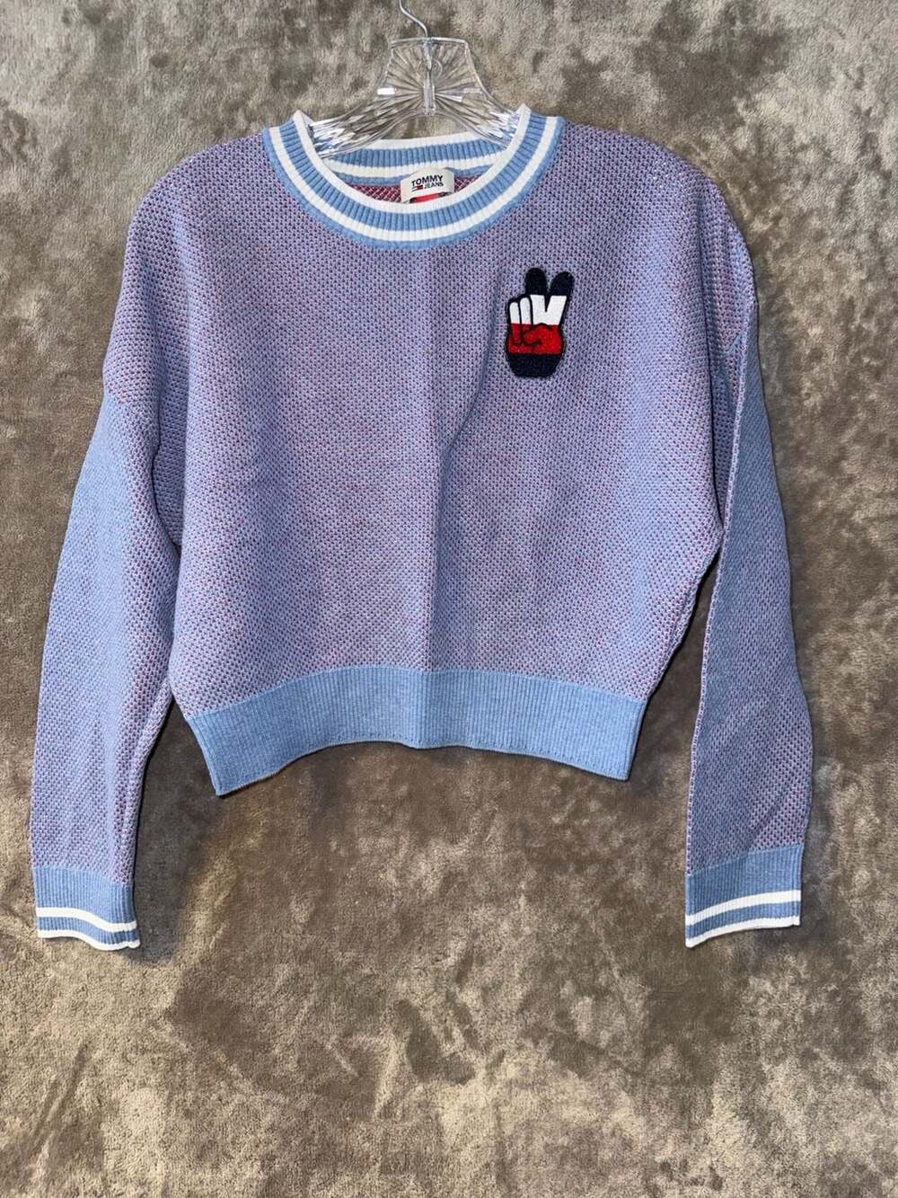Tommy Jeans Women's Purple Buffalo Ridge Double Knit Sweater Size M